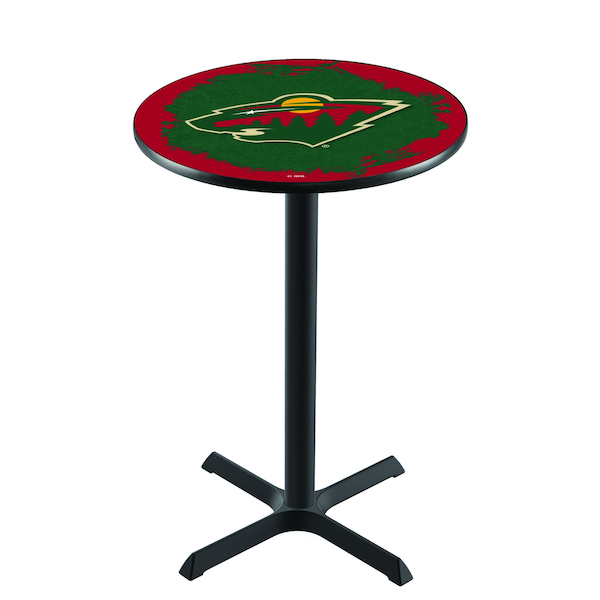 Holland Bar Stool Co 36" Blk Wrinkle Minnesota Wild Pub Table L211B3628MinWld - main